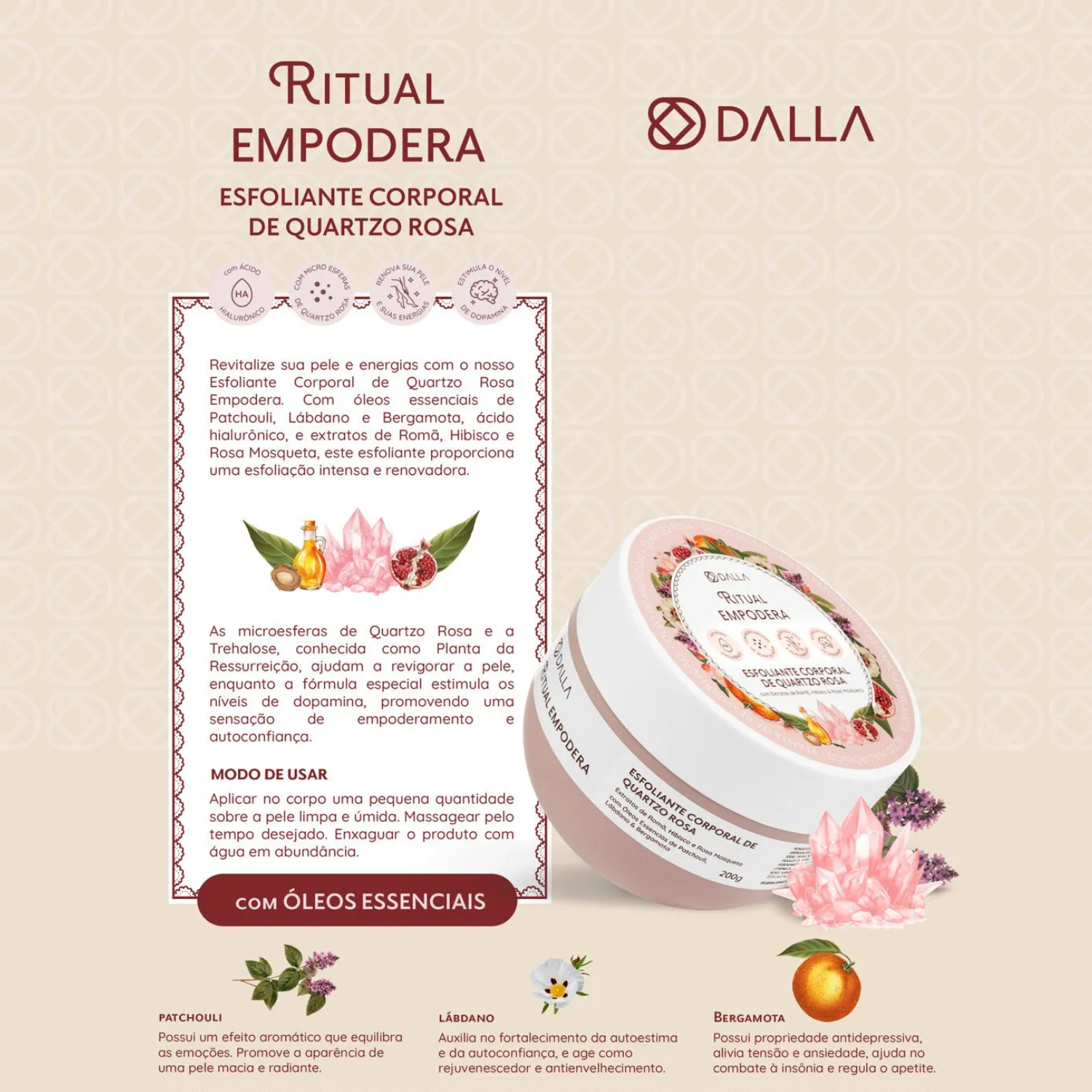 Esfoliante Corporal Quartzo Rosa Ritual Empodera - Dalla 200g 3
