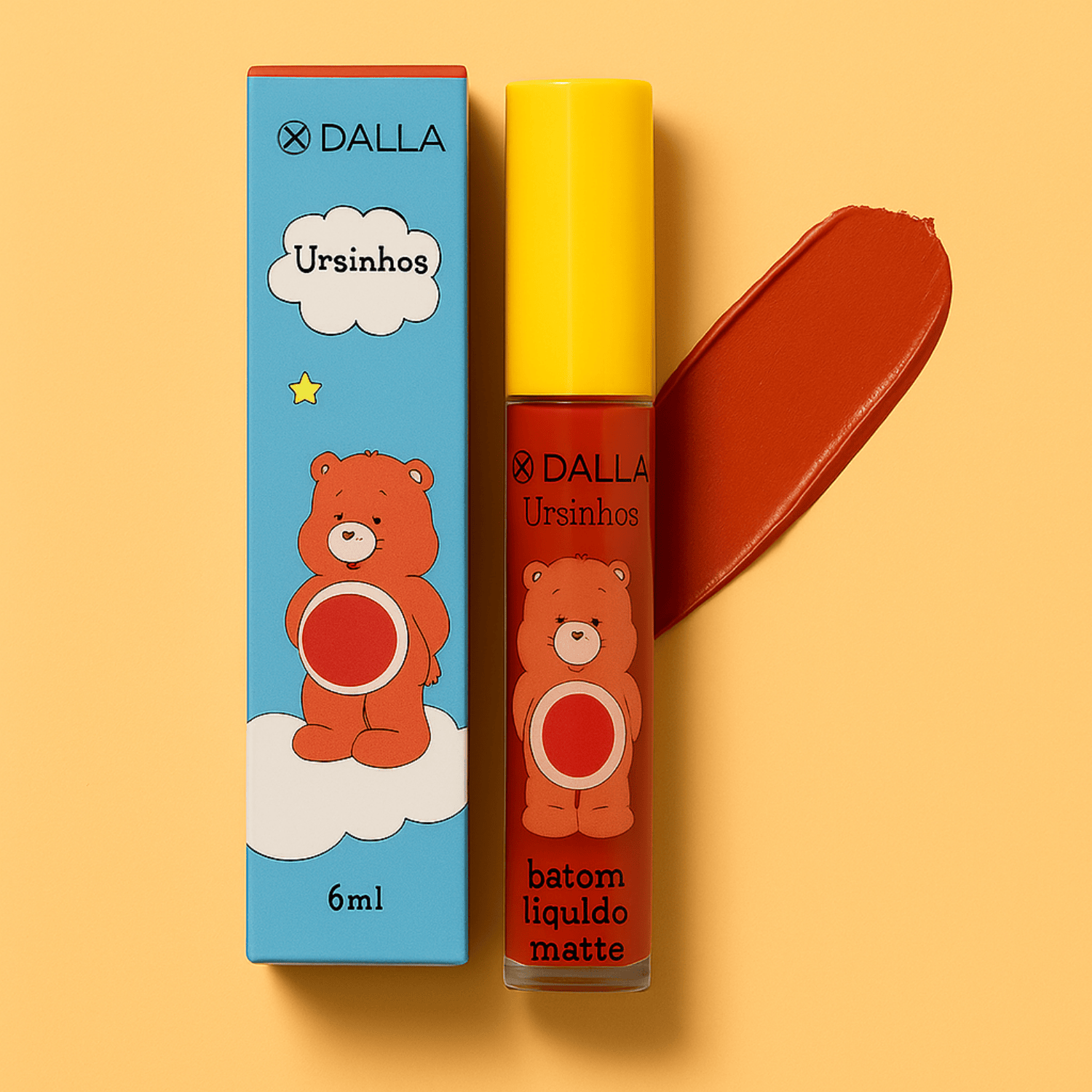 Batom Liquido Matte Ursinhos Carinhosos Dalla Makeup Cor 01 Basiquinha 3