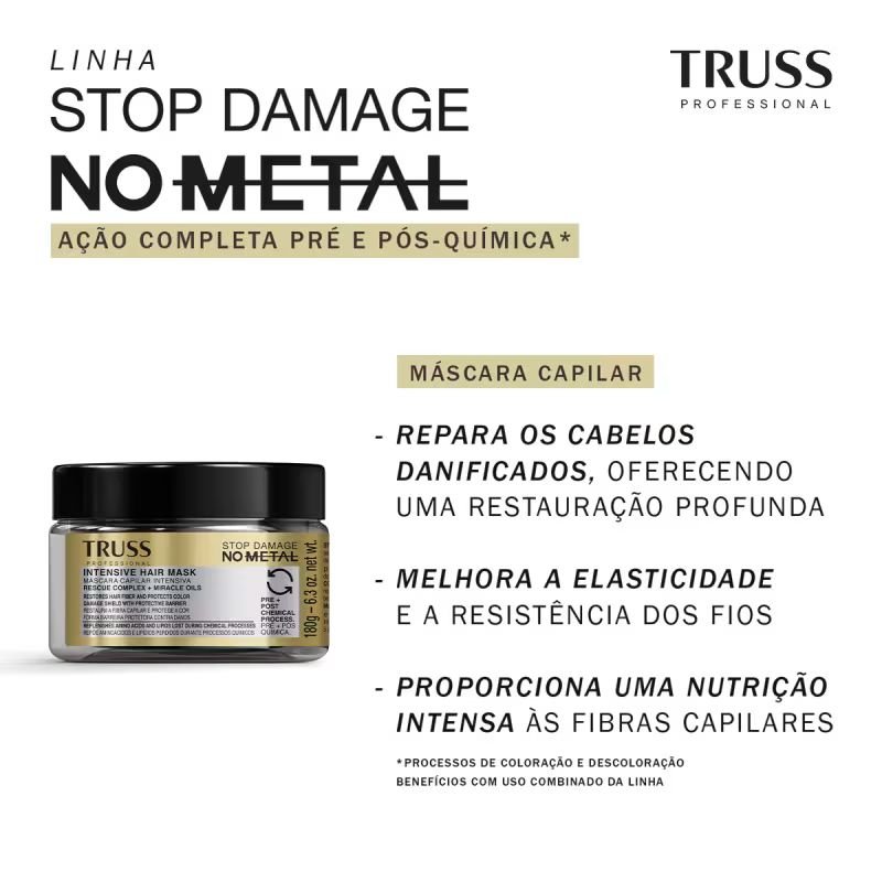 Mascara Capilar Stop Damage No Metal 180g Truss 180g 2