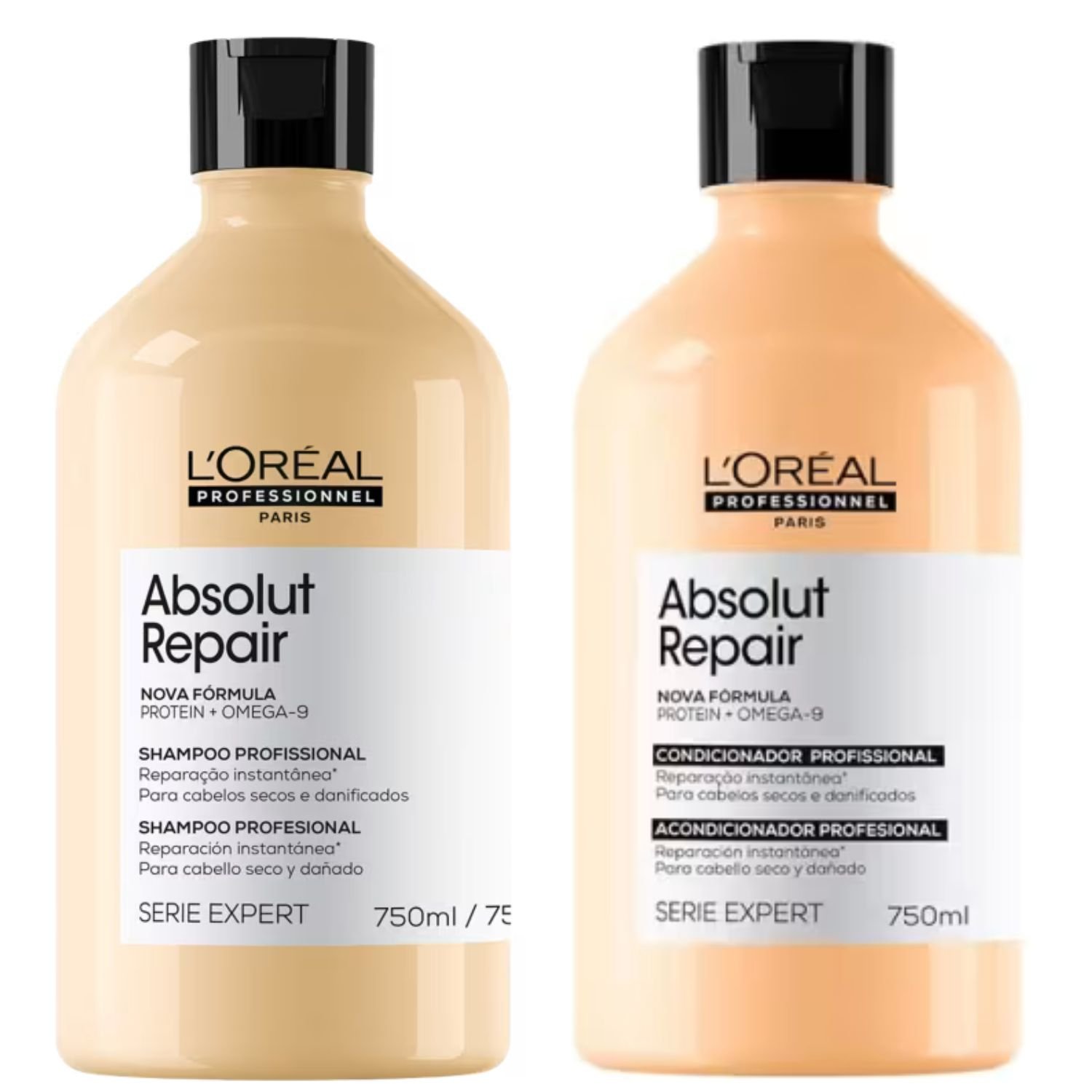 Kit Absolut Repair Gold Quinoa Shampoo + Condicionador 750ml Sem Pump LOreal Professionnel ÚNICO 1