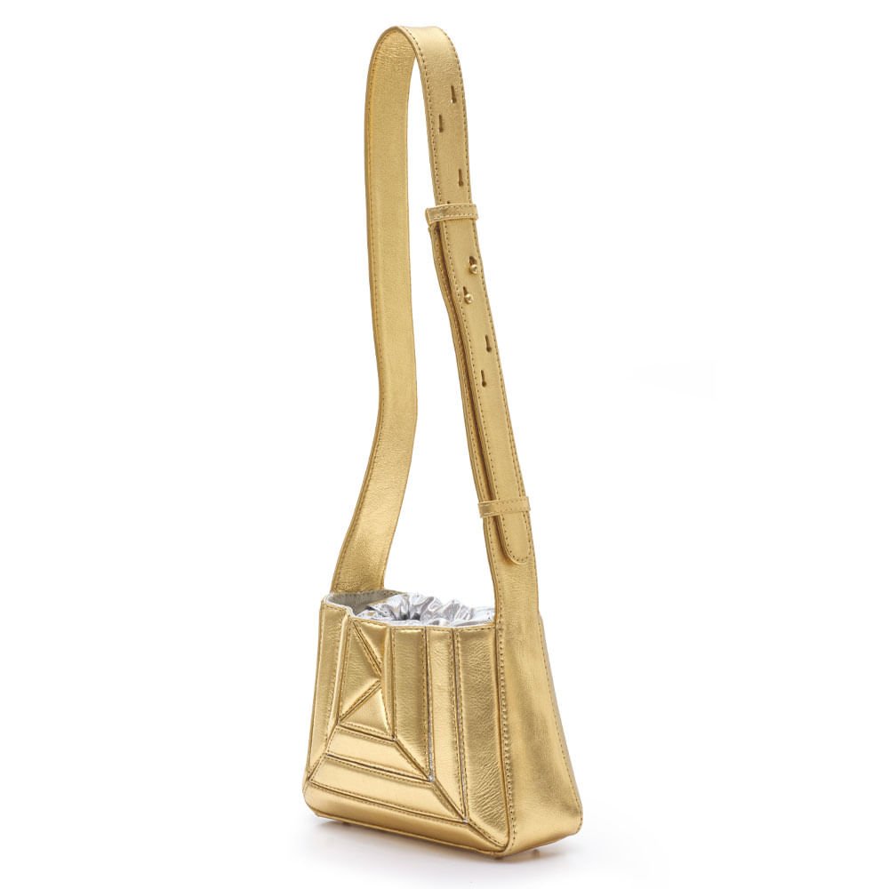 Bolsa M|S Tiracolo Geométrica em Couro Ouro Prata Sofisticado.§§§§§§§ Ouro Prata 2