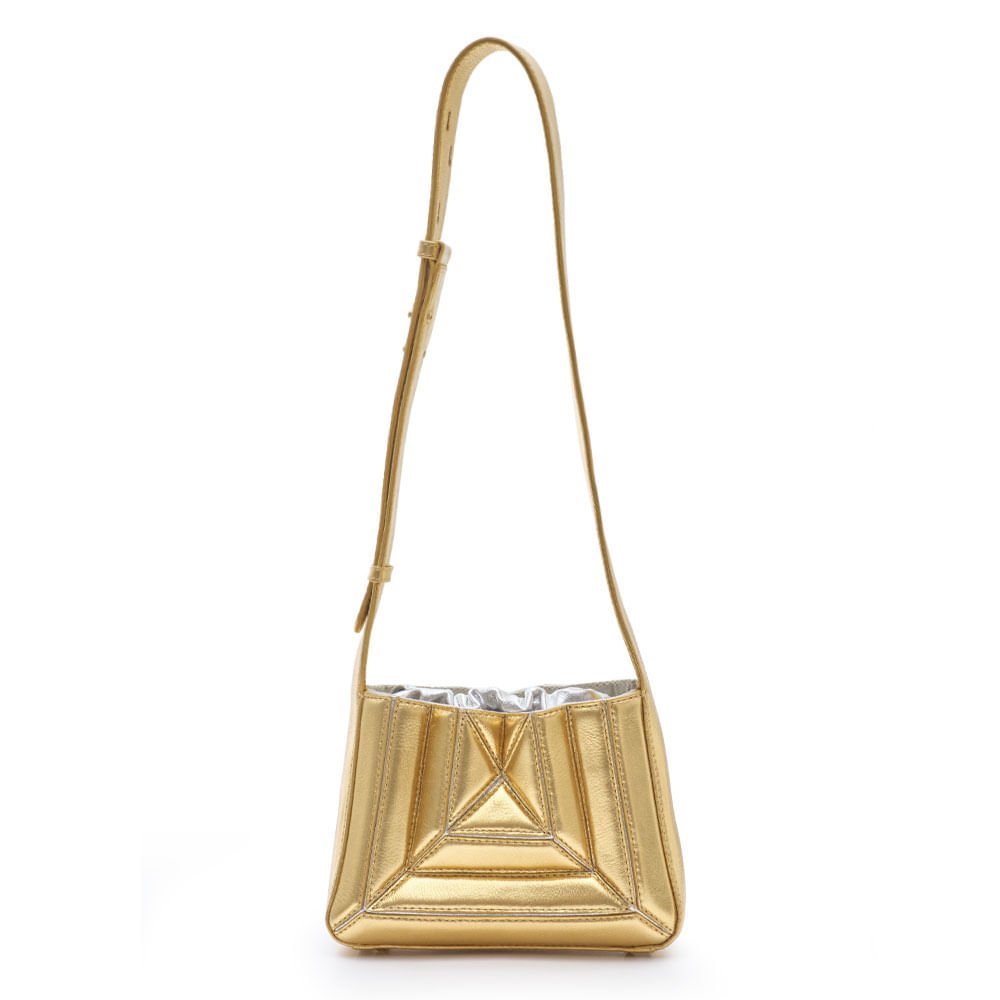 Bolsa M|S Tiracolo Geométrica em Couro Ouro Prata Sofisticado.§§§§§§§ Ouro Prata 3