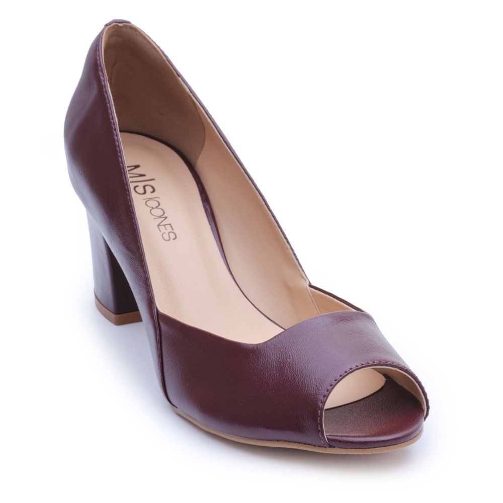 Scarpin M|S Salto Bloco com Recorte Frontal Malbec Malbec 2