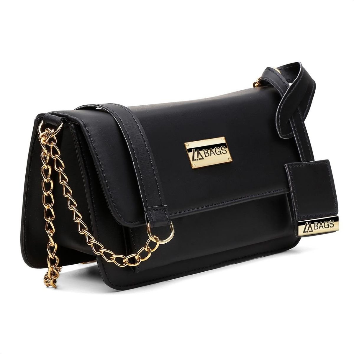 Bolsa Carteira Feminina Transversal Correntes Moderna Casual Preto 1