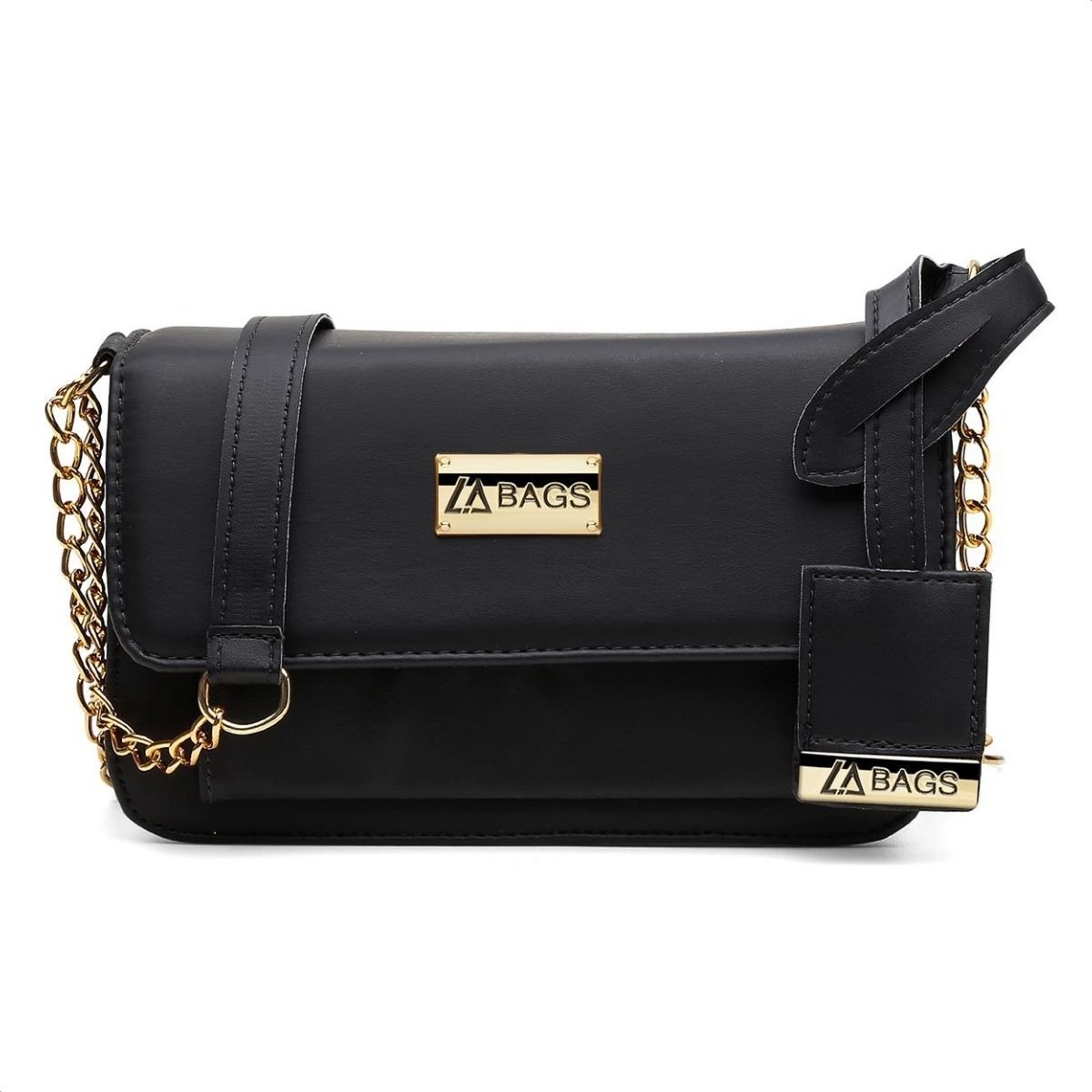 Bolsa Carteira Feminina Transversal Correntes Moderna Casual Preto 3