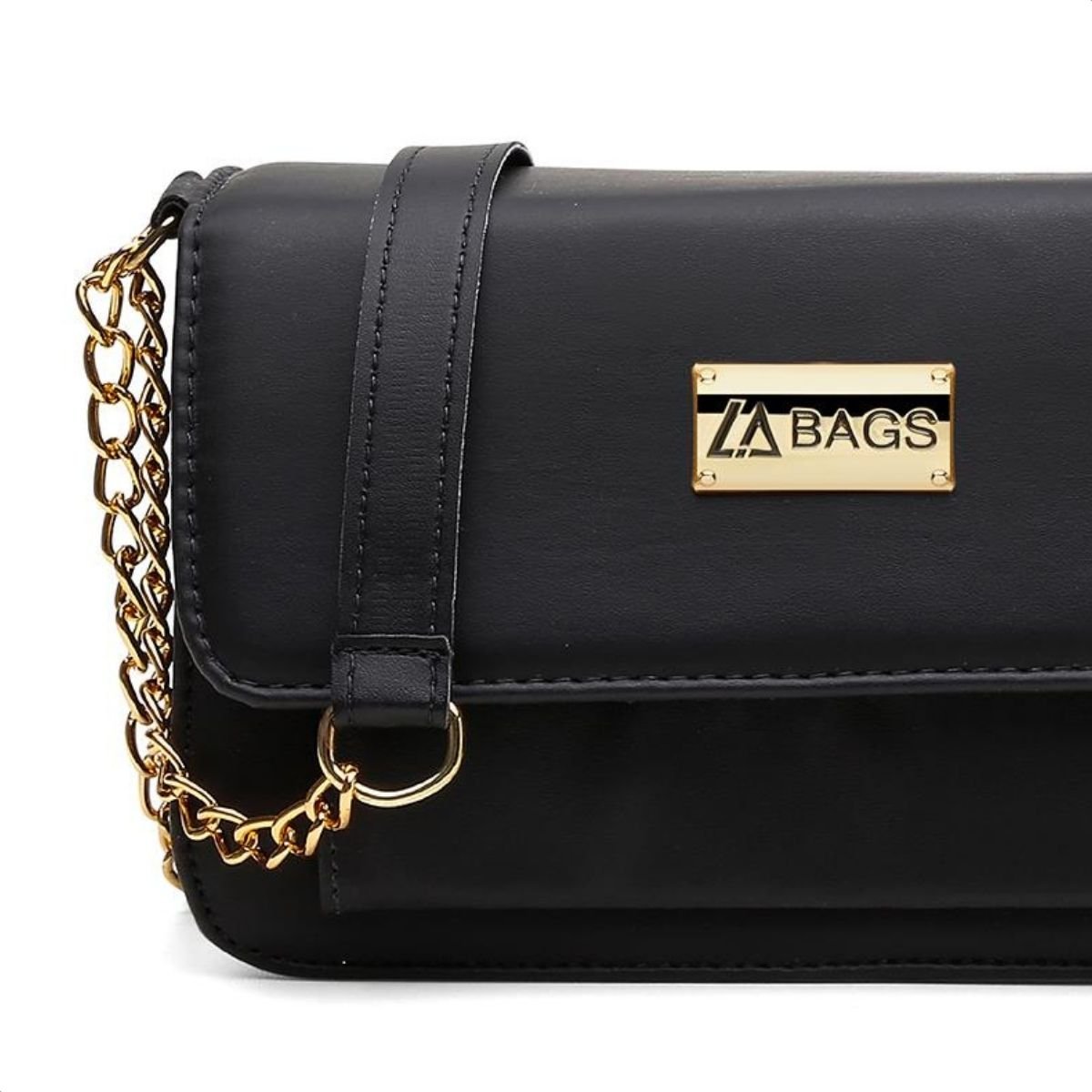 Bolsa Carteira Feminina Transversal Correntes Moderna Casual Preto 5