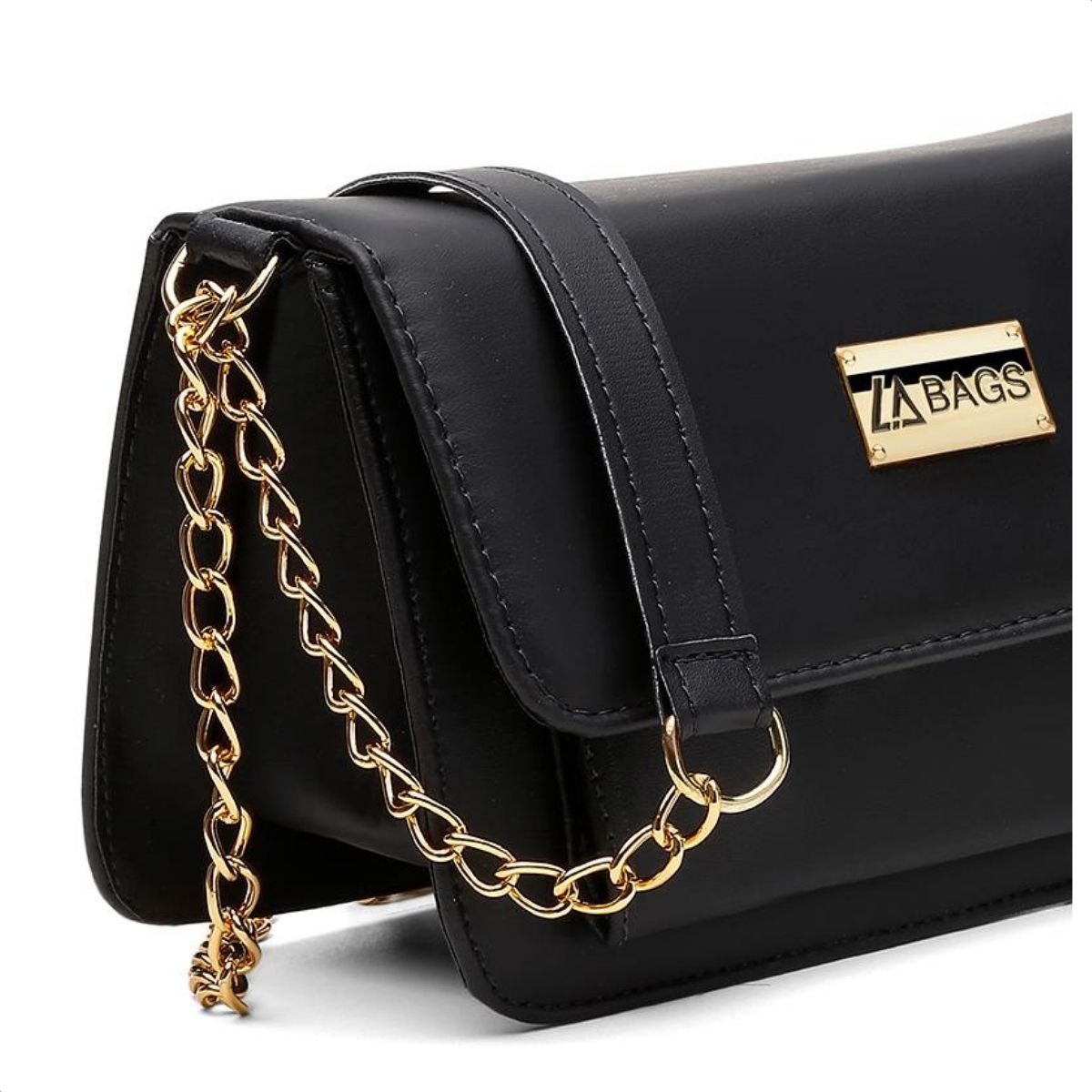 Bolsa Carteira Feminina Transversal Correntes Moderna Casual Preto 6