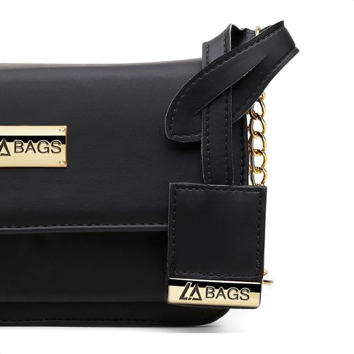 Bolsa Carteira Feminina Transversal Correntes Moderna Casual Preto 7