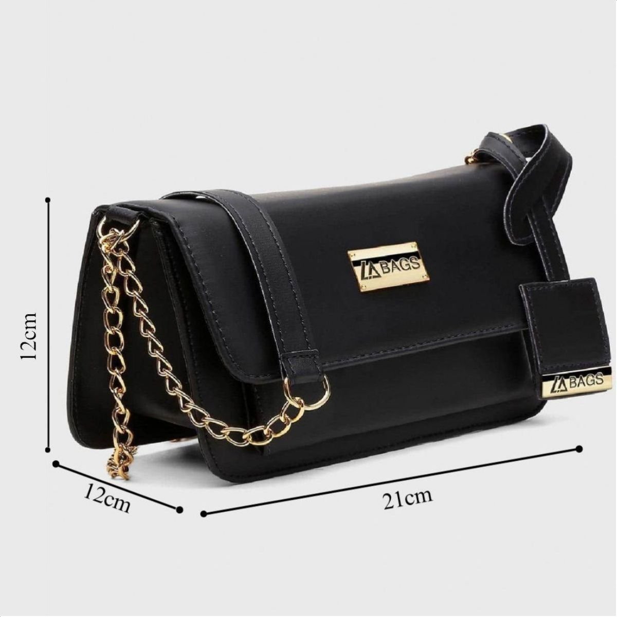 Bolsa Carteira Feminina Transversal Correntes Moderna Casual Preto 8