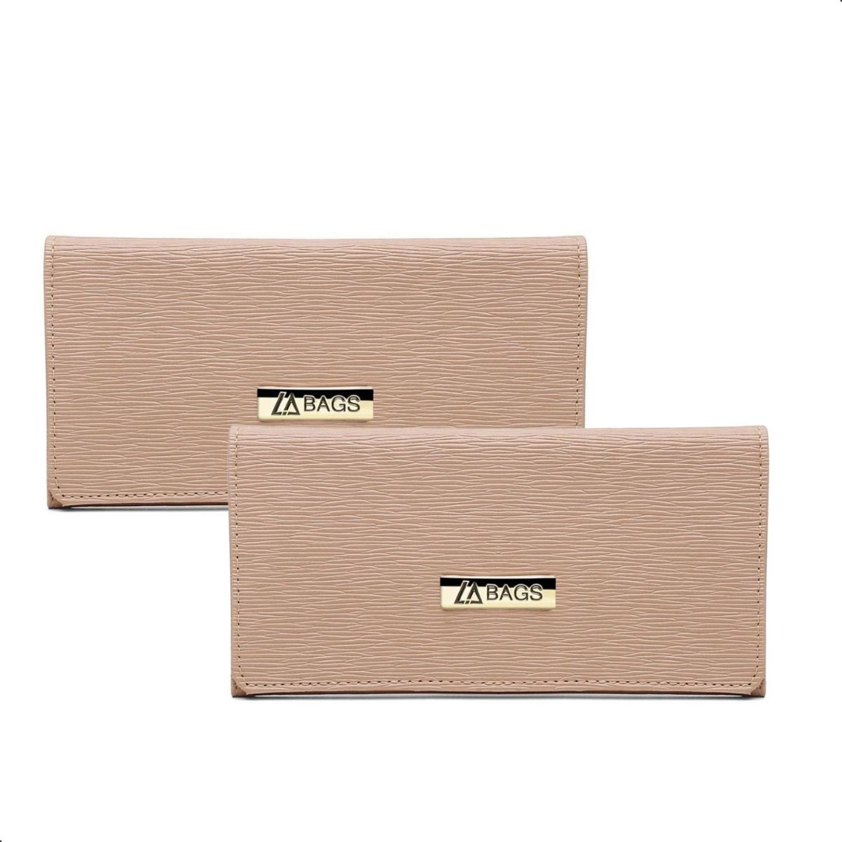 Kit 2 Carteiras Femininas Botao Ima Divisorias Dinheiro Bege 1