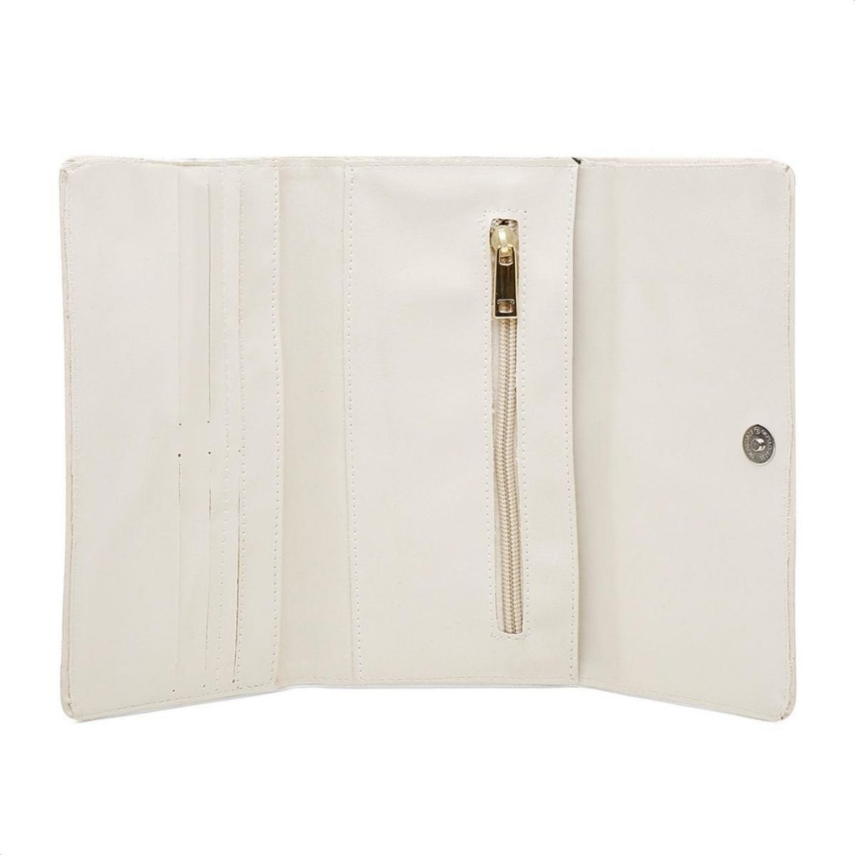Kit 2 Carteiras Femininas Botao Ima Divisorias Dinheiro Branco/Marrom 9