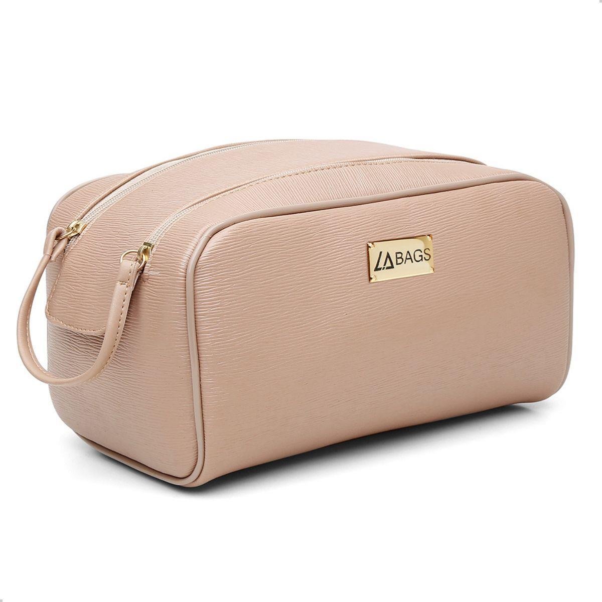 Kit Necessaire Feminina Grande Ziper Lisa Dia a Dia Casual Bege/Marrom 6