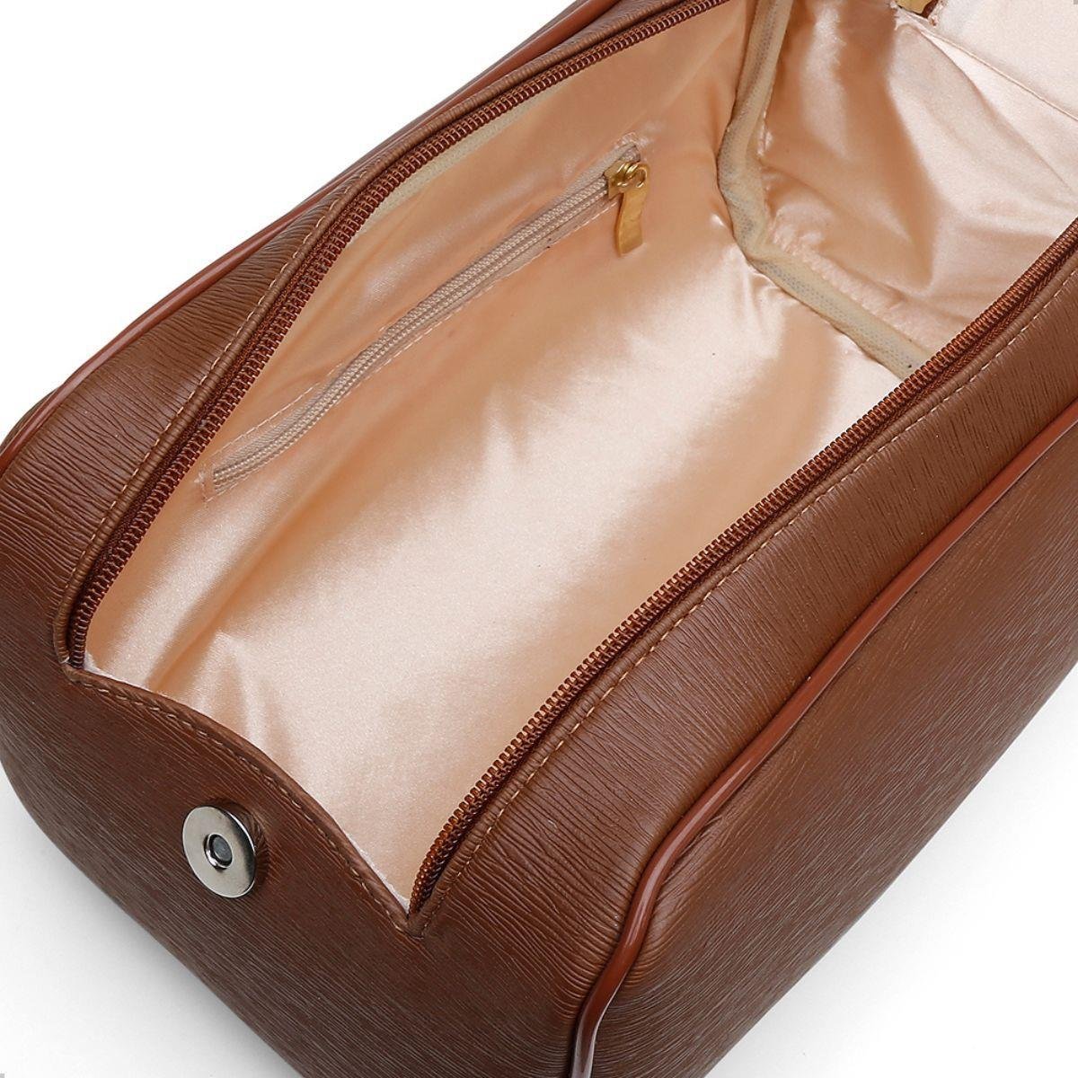 Kit Necessaire Feminina Grande Ziper Lisa Dia a Dia Casual Bege/Marrom 7