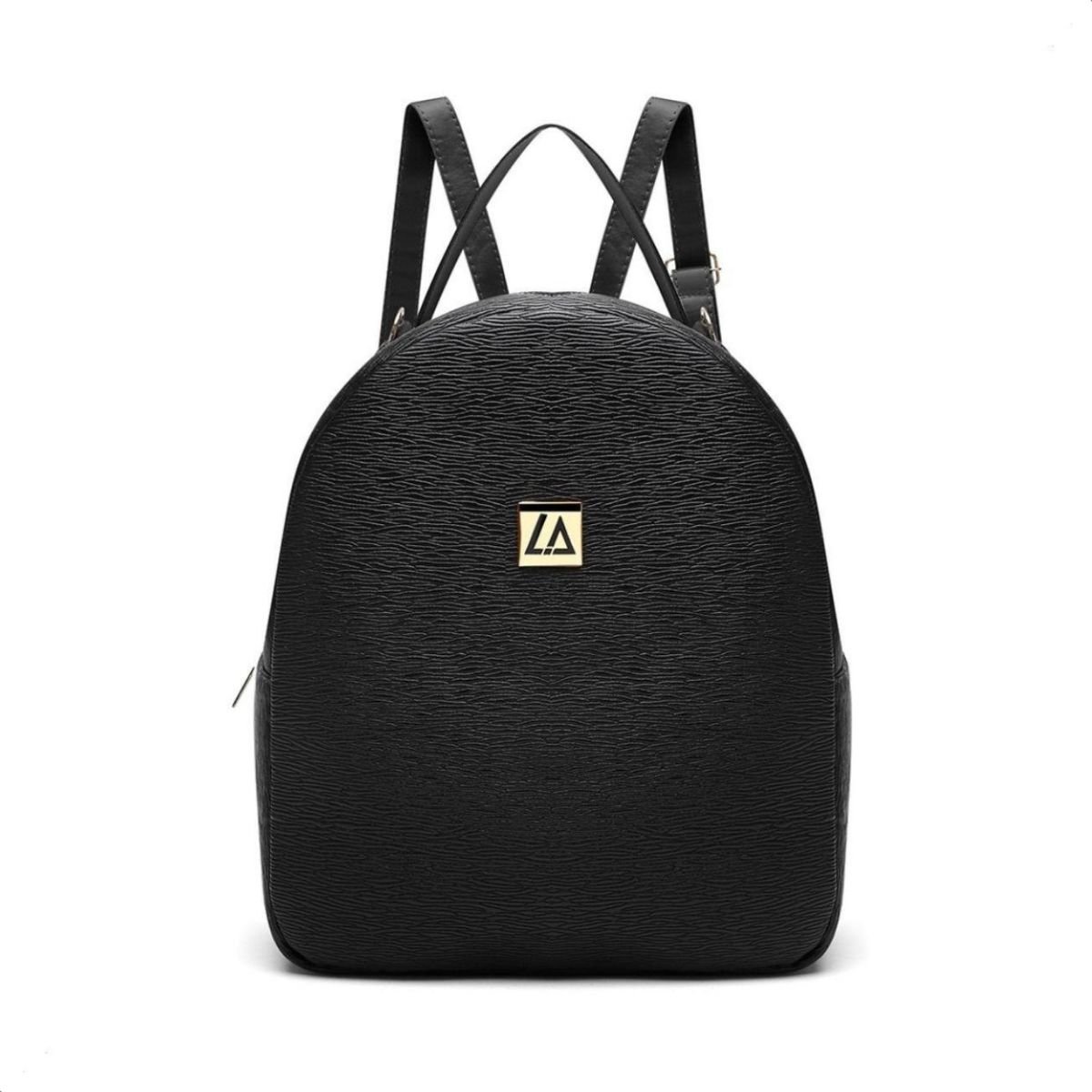 Mochila Feminina Classica Costas Forro Cetim Casual Luxo Preto 1