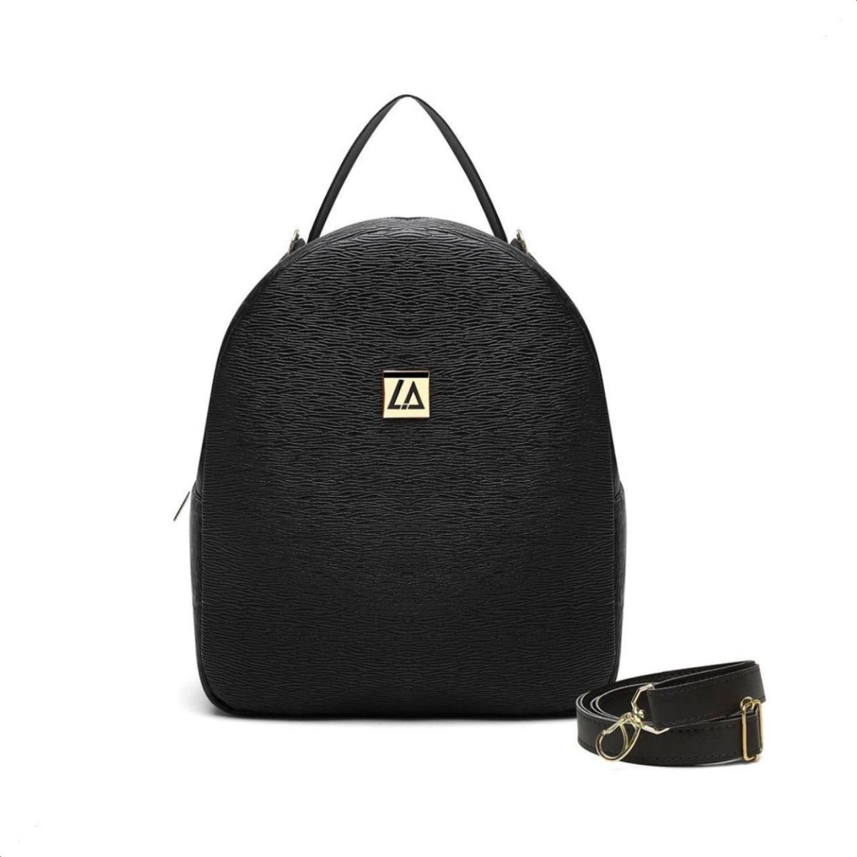 Mochila Feminina Classica Costas Forro Cetim Casual Luxo Preto 3