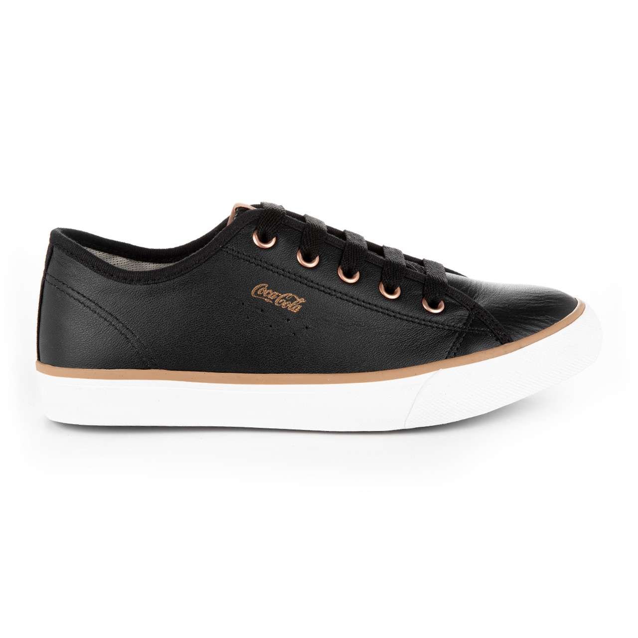 Tênis Coca-Cola Shoes Stream Leather Preto Cobre Preto 1
