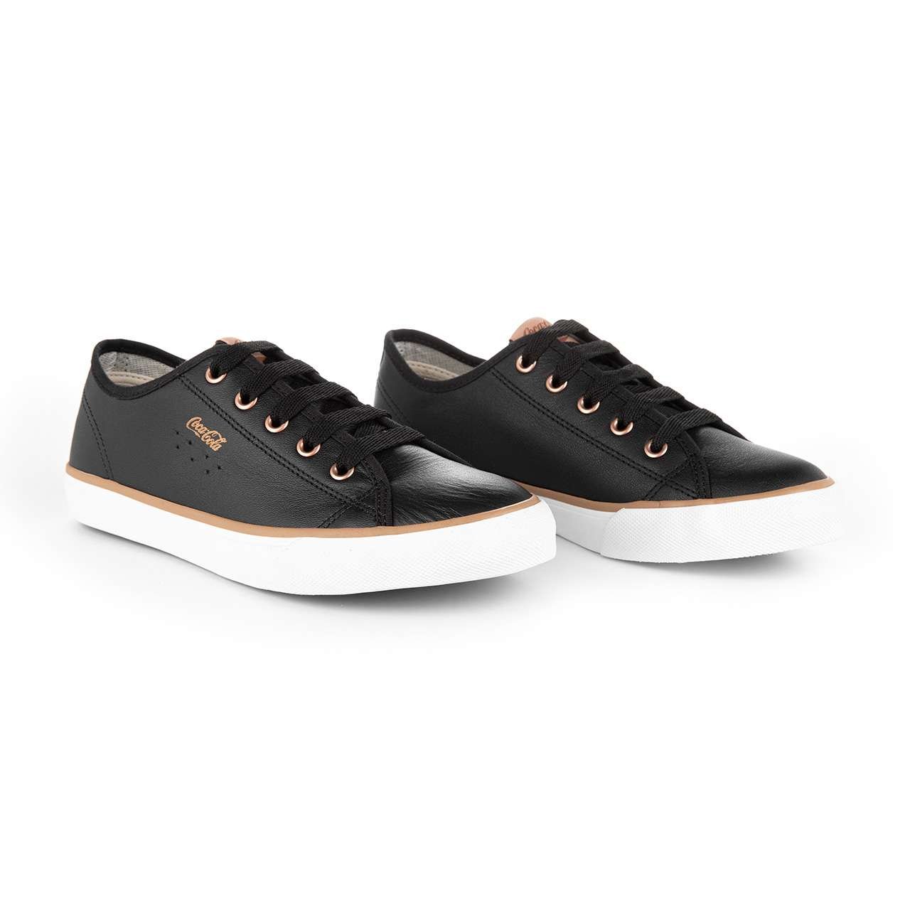 Tênis Coca-Cola Shoes Stream Leather Preto Cobre Preto 2
