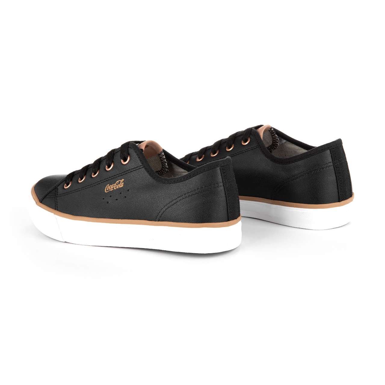 Tênis Coca-Cola Shoes Stream Leather Preto Cobre Preto 3