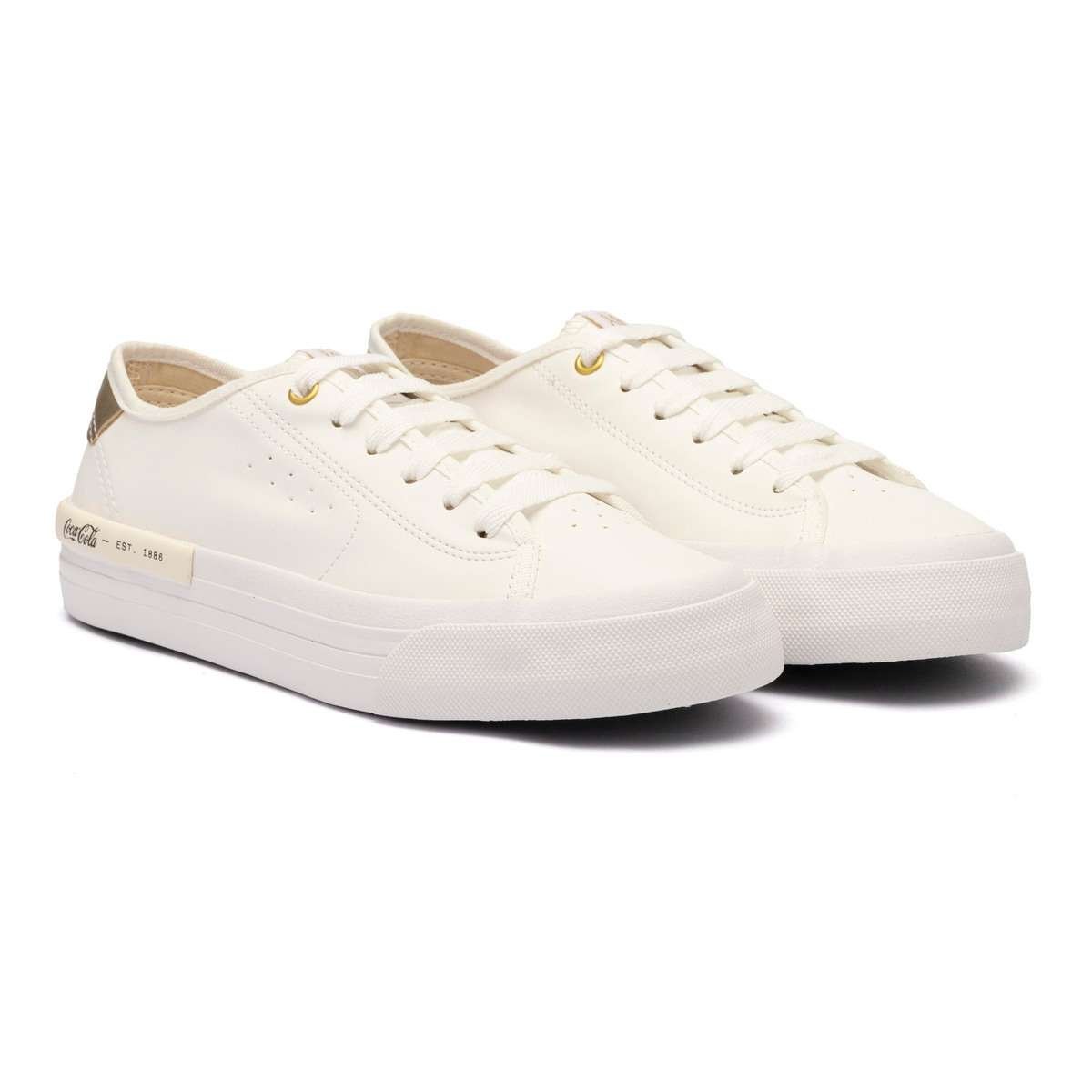 Tênis Coca-Cola Shoes Siena Town Branco Dourado Branco 2