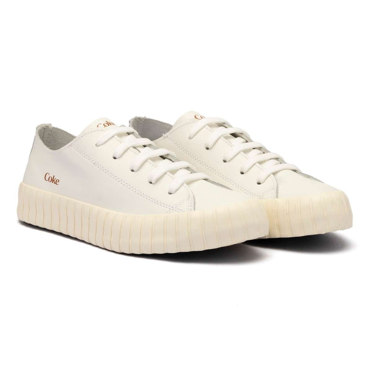 Tênis Coca-Cola Newpoart Leather Branco Branco 2