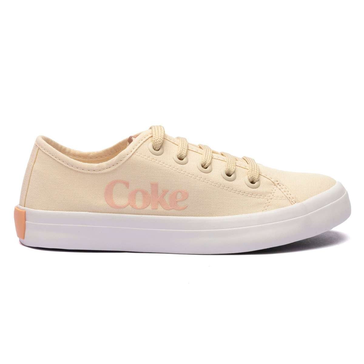 Tênis Coca-Cola Shoes Newpoart Canvas Off White Bege 1