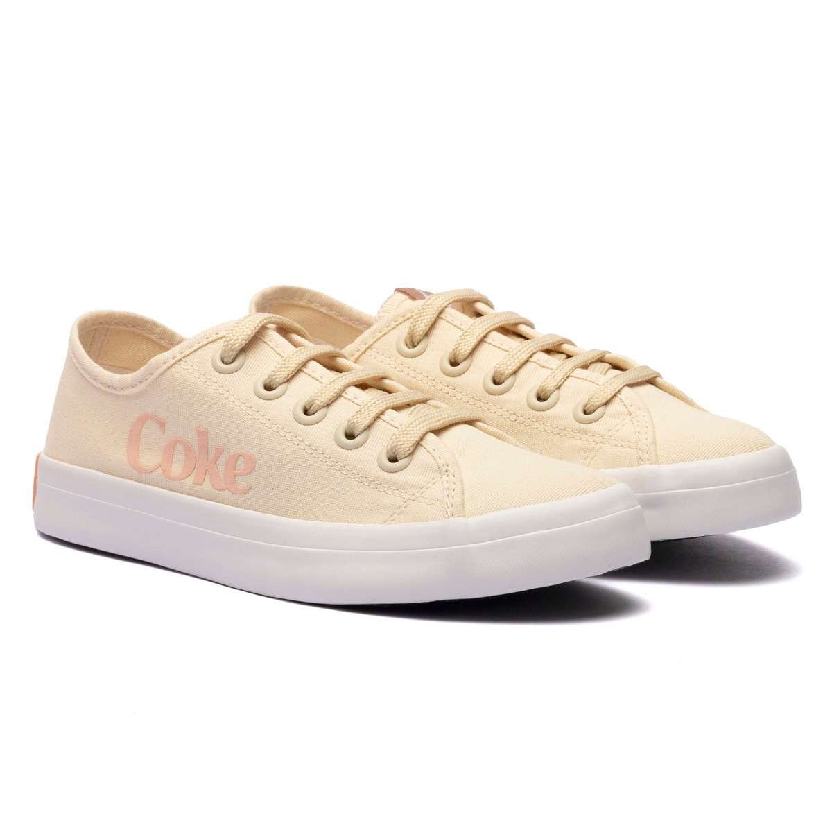 Tênis Coca-Cola Shoes Newpoart Canvas Off White Bege 2