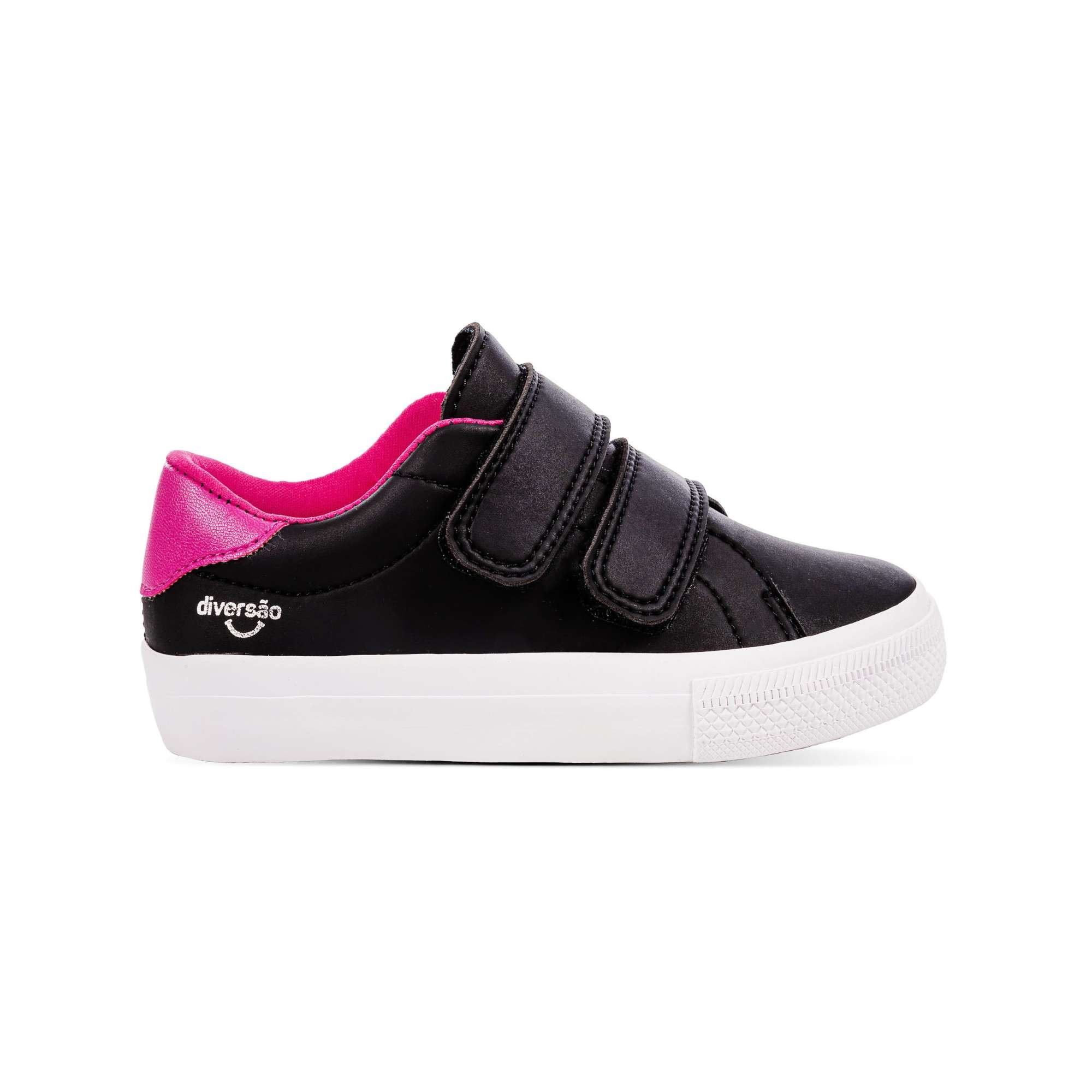 Tênis Infantil Diversão Mini Samy Preto Pink Preto 1