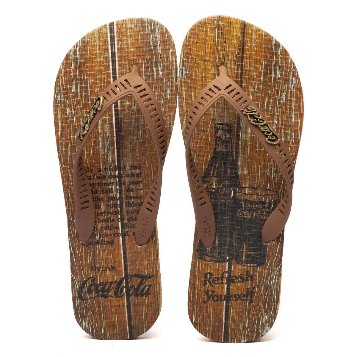 Chinelo Coca-Cola Shoes Nickel Wod 2 Bege Marrom Marrom 1