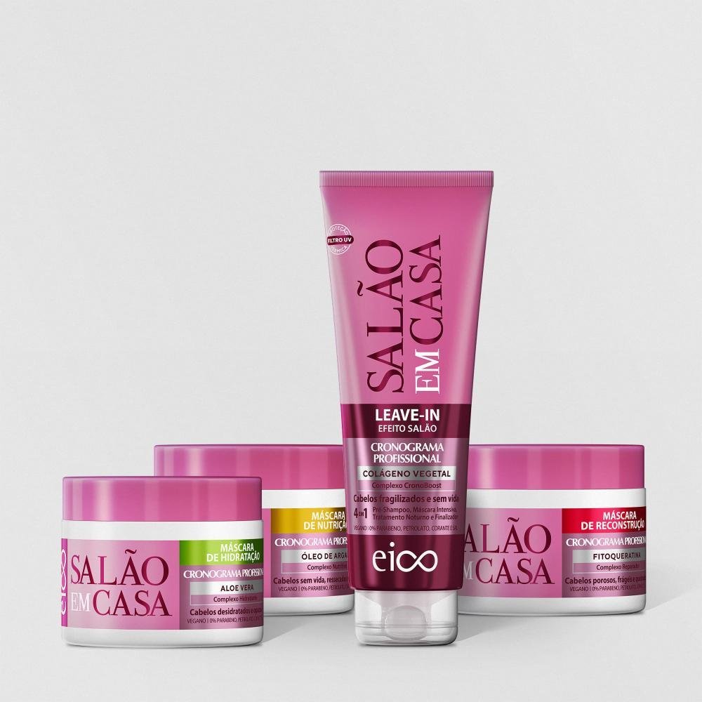 Salão em Casa Kit Máscaras com Leave In 270g/120ml 3 Produtos - Cronograma Profissional