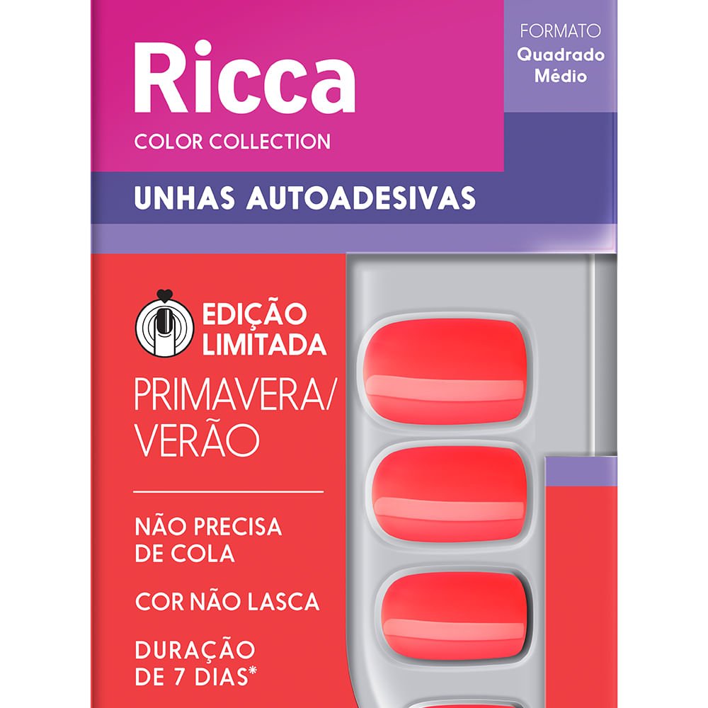 Unhas Autoadesiva Edição Limitada Coral Flamingo Ricca Coral Flamingo 3