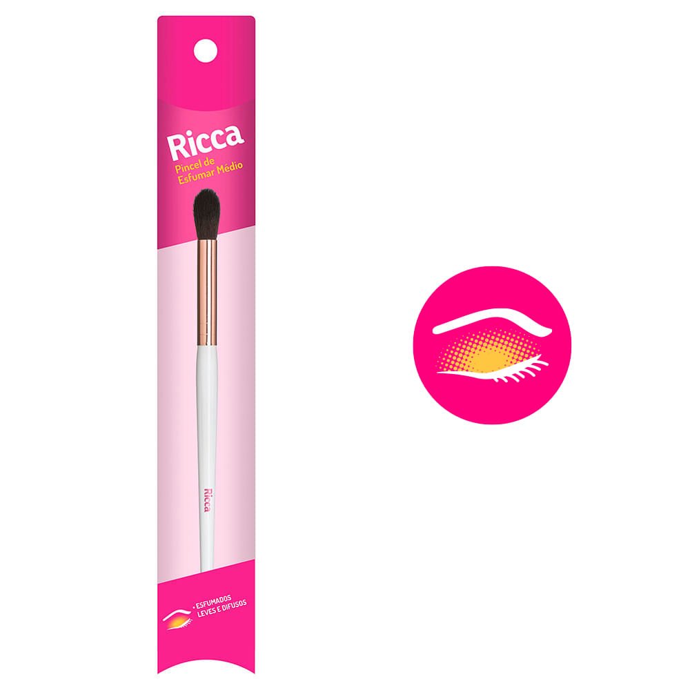 Kit com 3 Pincéis Rose Gold Esfumar Medio Ricca ÚNICO 4