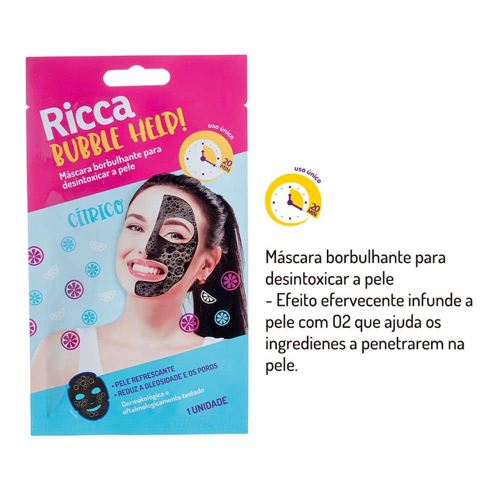 Kit Com 2 Máscaras Faciais Detox Borbulhante Ricca ÚNICO 4