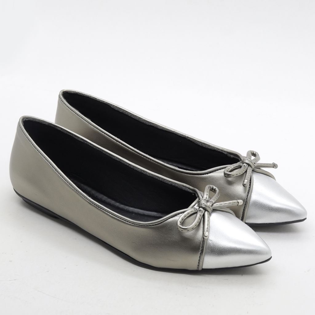 Sapatilha Bico Fino Laço Prata 5