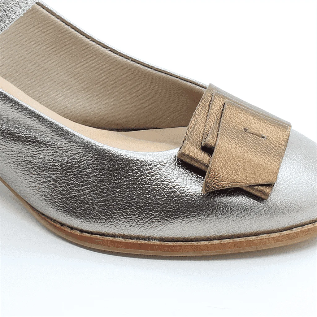 Scarpin Salto Bloco Slingback Prata 2