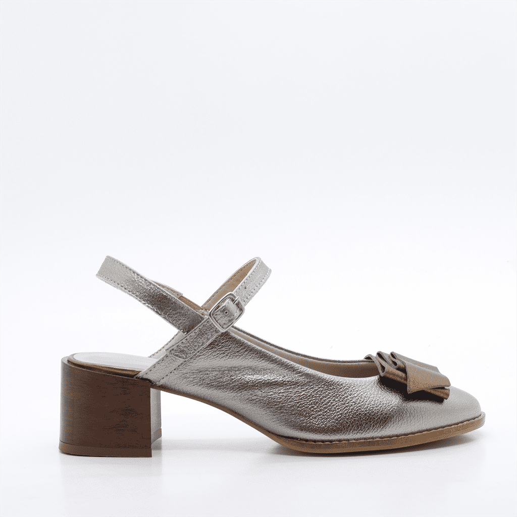 Scarpin Salto Bloco Slingback Prata 3