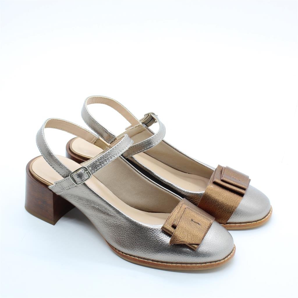 Scarpin Salto Bloco Slingback Prata 4