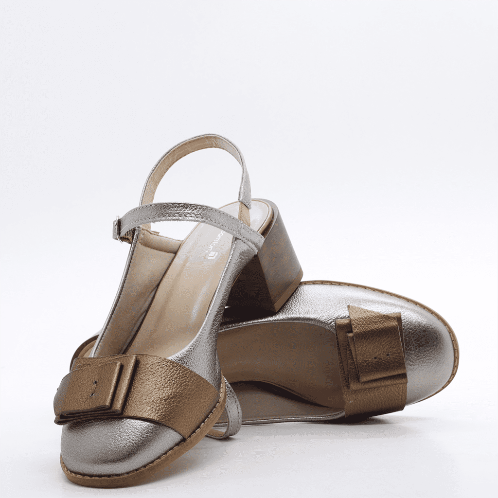 Scarpin Salto Bloco Slingback Prata 5