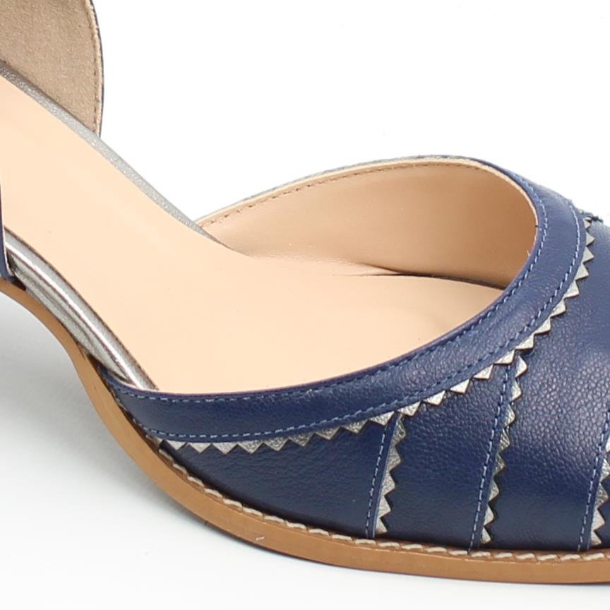 Scarpin Salto Médio Couro Azul 2