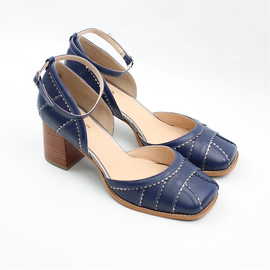 Scarpin Salto Médio Couro Azul 4