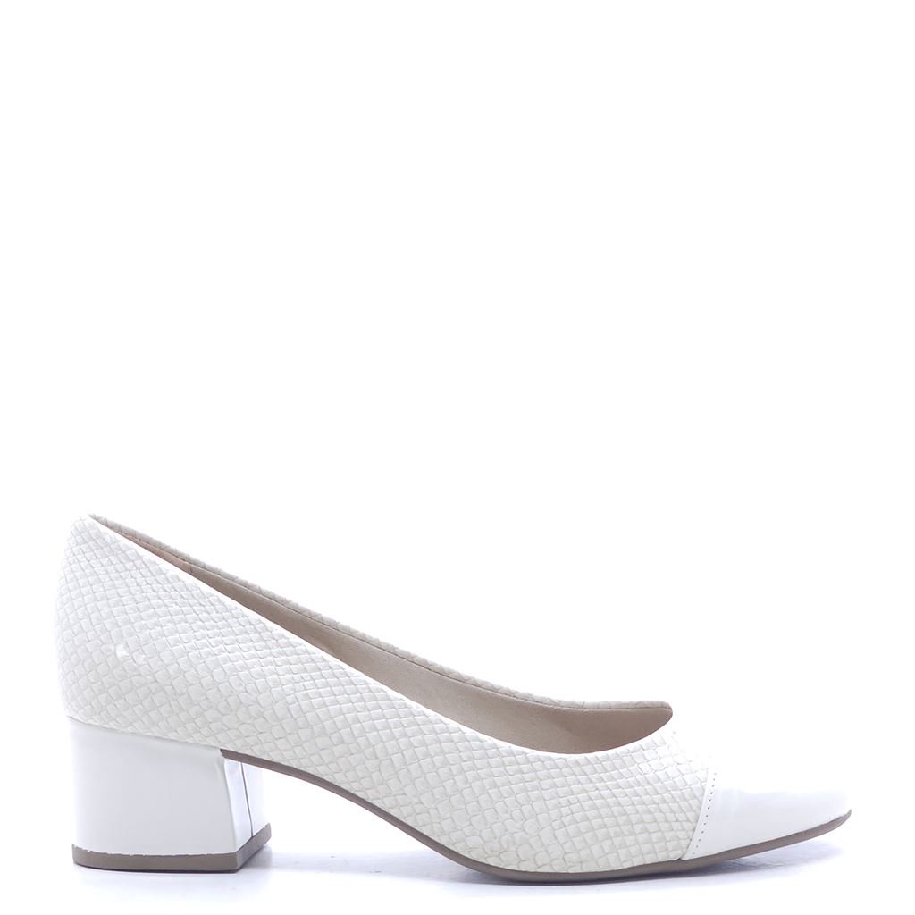 Scarpin Salto Bloco Captoe Off white 2