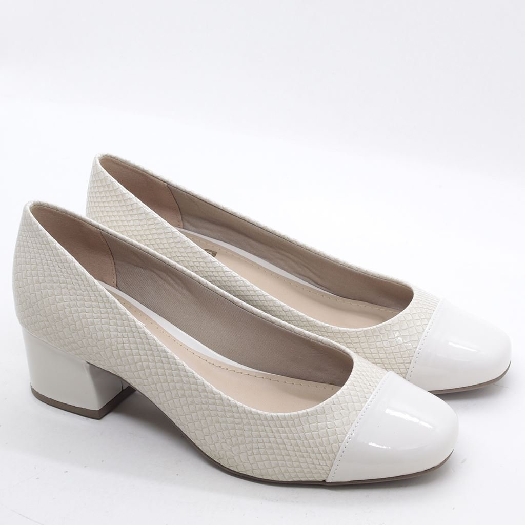 Scarpin Salto Bloco Captoe Off white 3