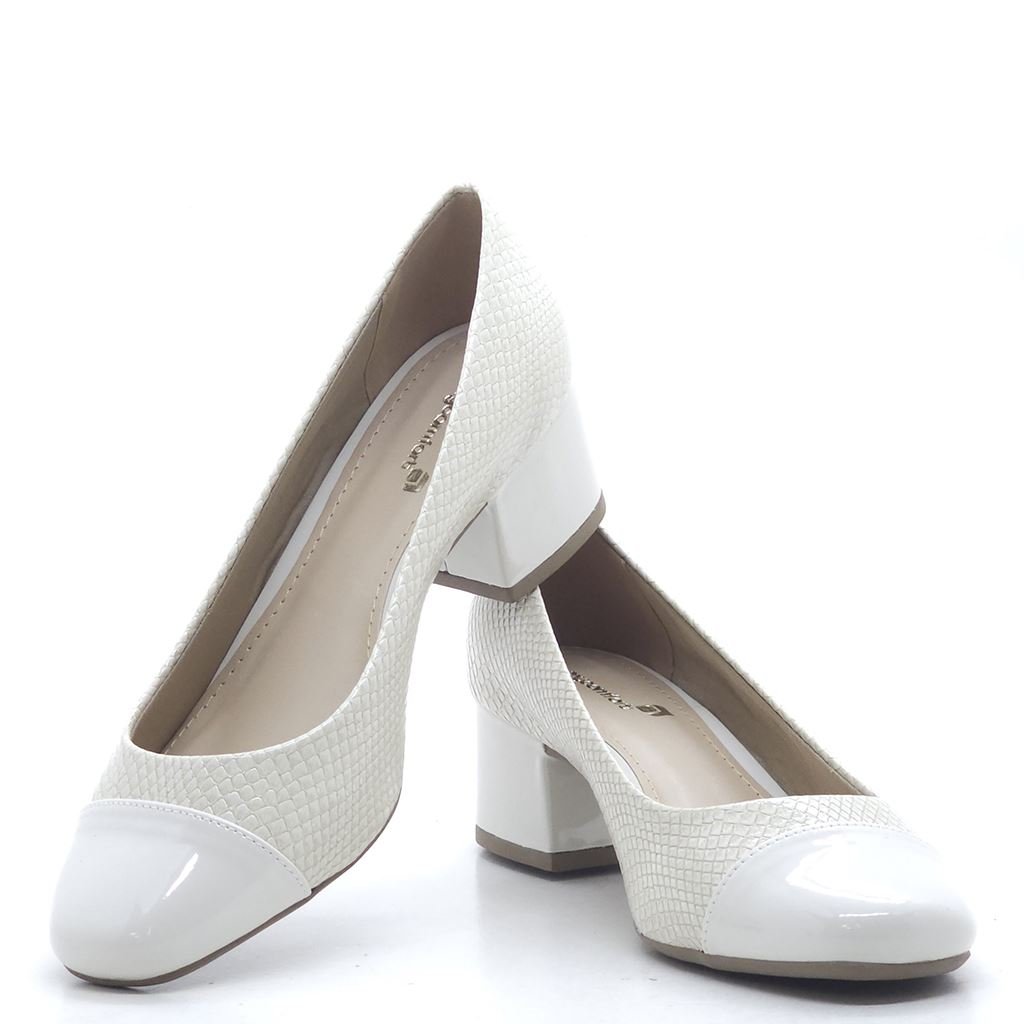 Scarpin Salto Bloco Captoe Off white 5