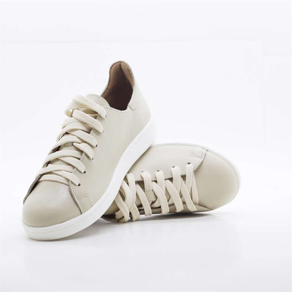 Tênis Flat Couro Slim Couro Bege 4