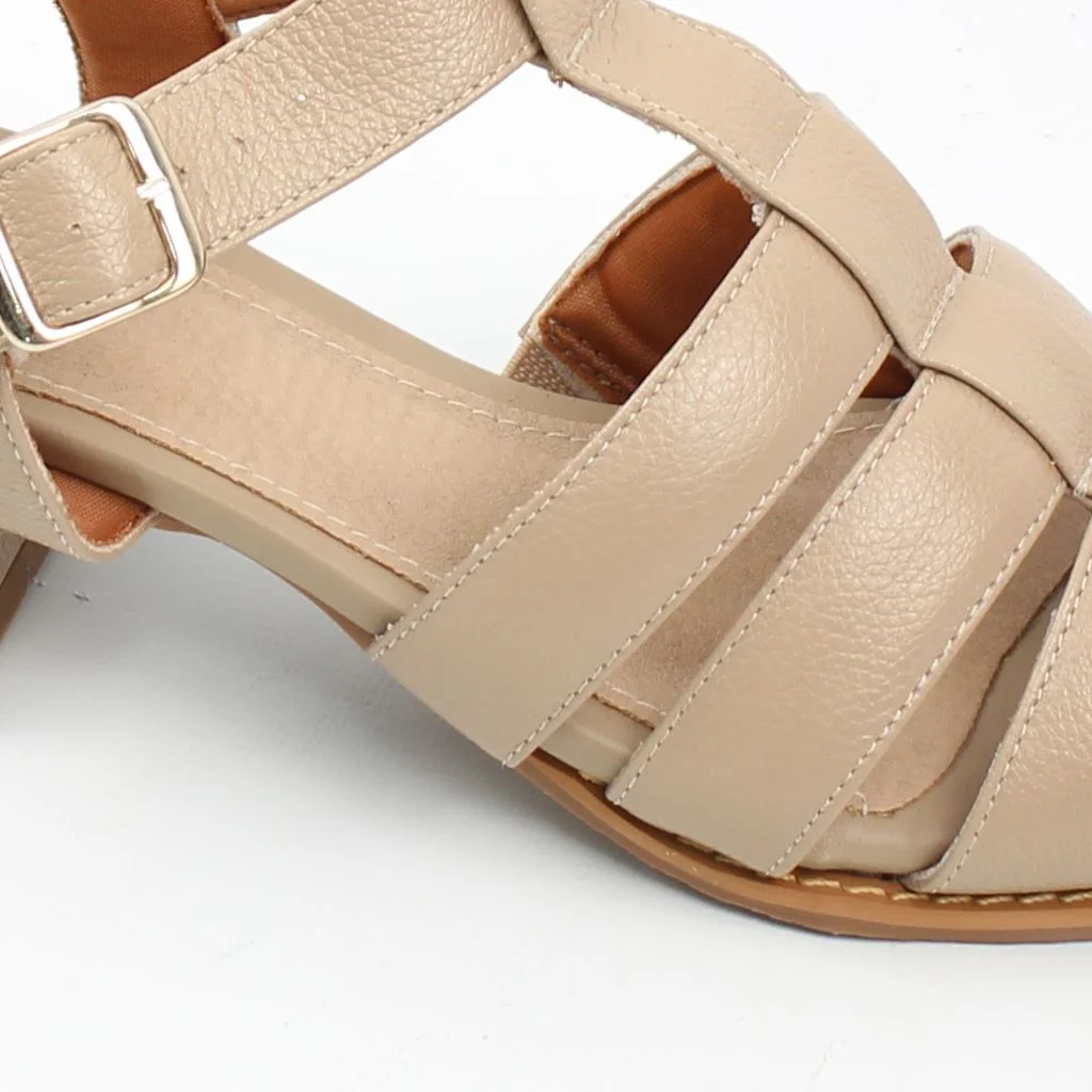 Sandália Salto Bloco Bege 3