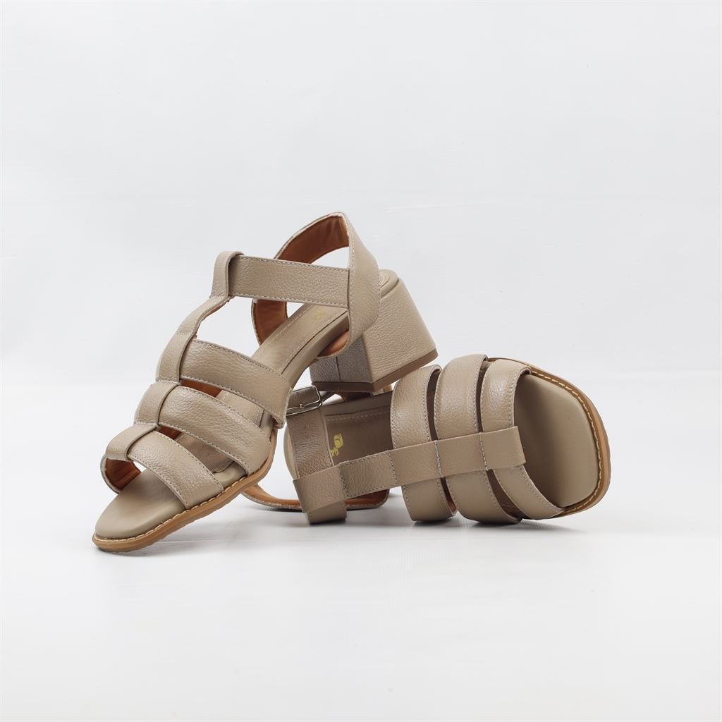 Sandália Salto Bloco Bege 4