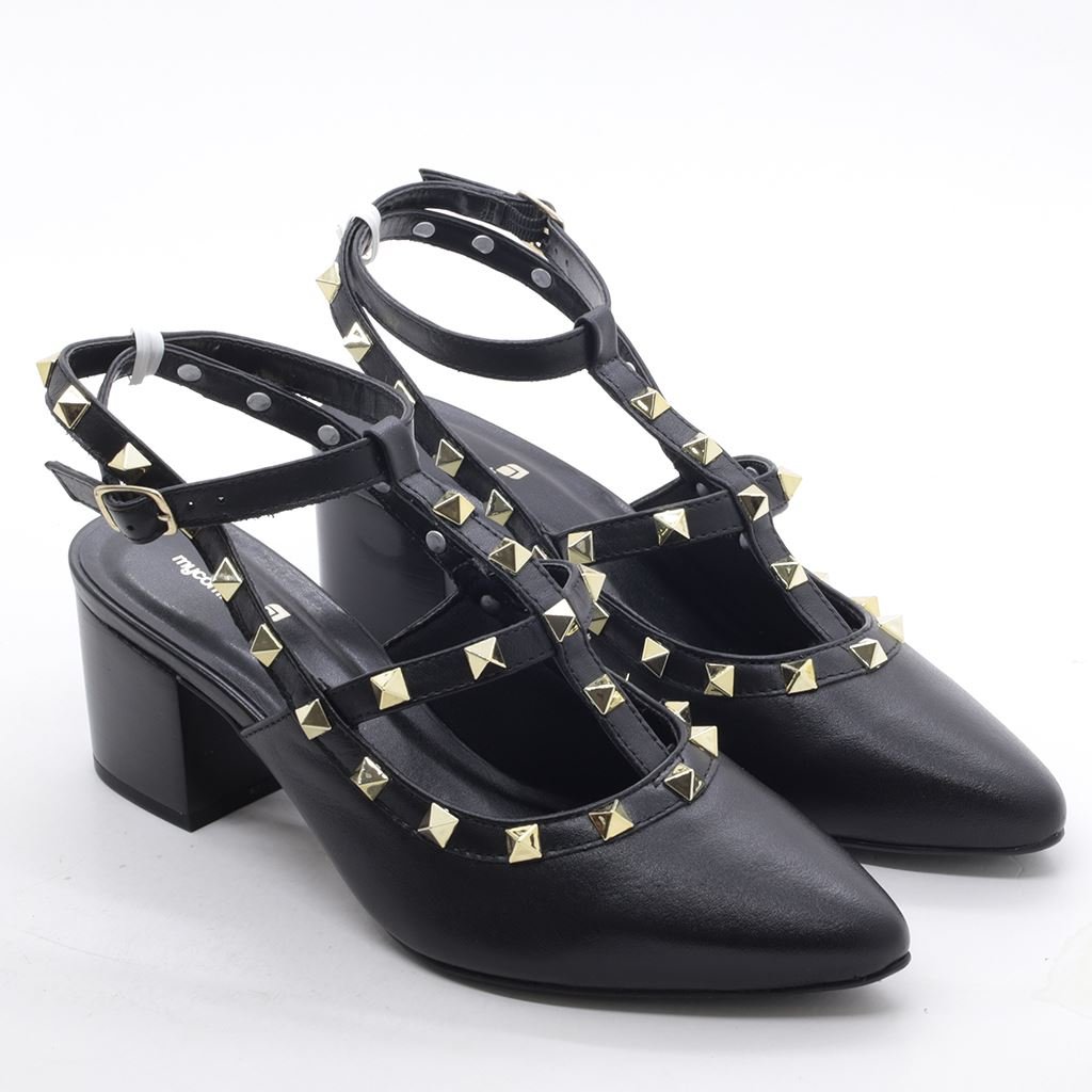 Scarpin Salto Bloco Slingback Preto 2