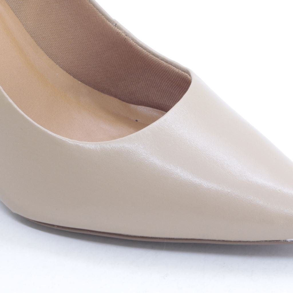 Scarpin Salto Fino Calssic Couro Bege 4
