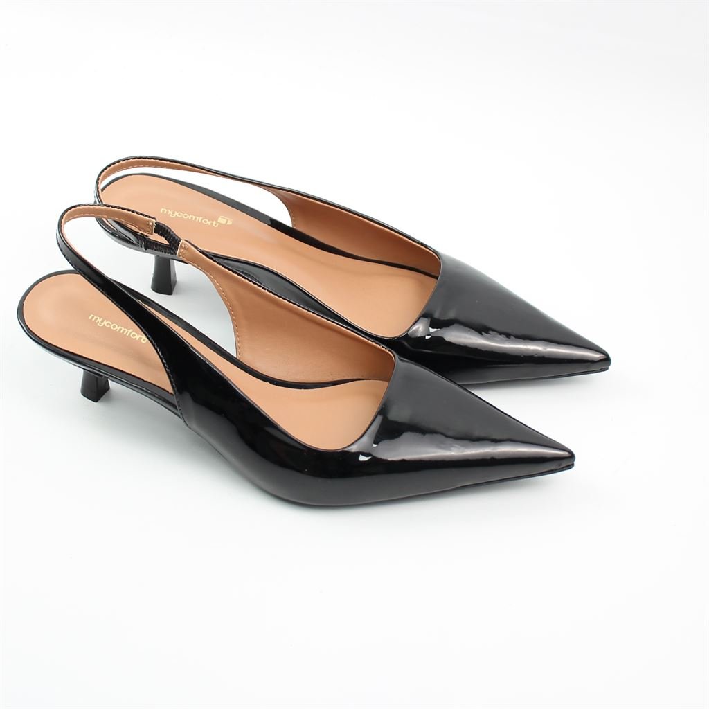 Scarpin Salto Fino Slingback Preto 2