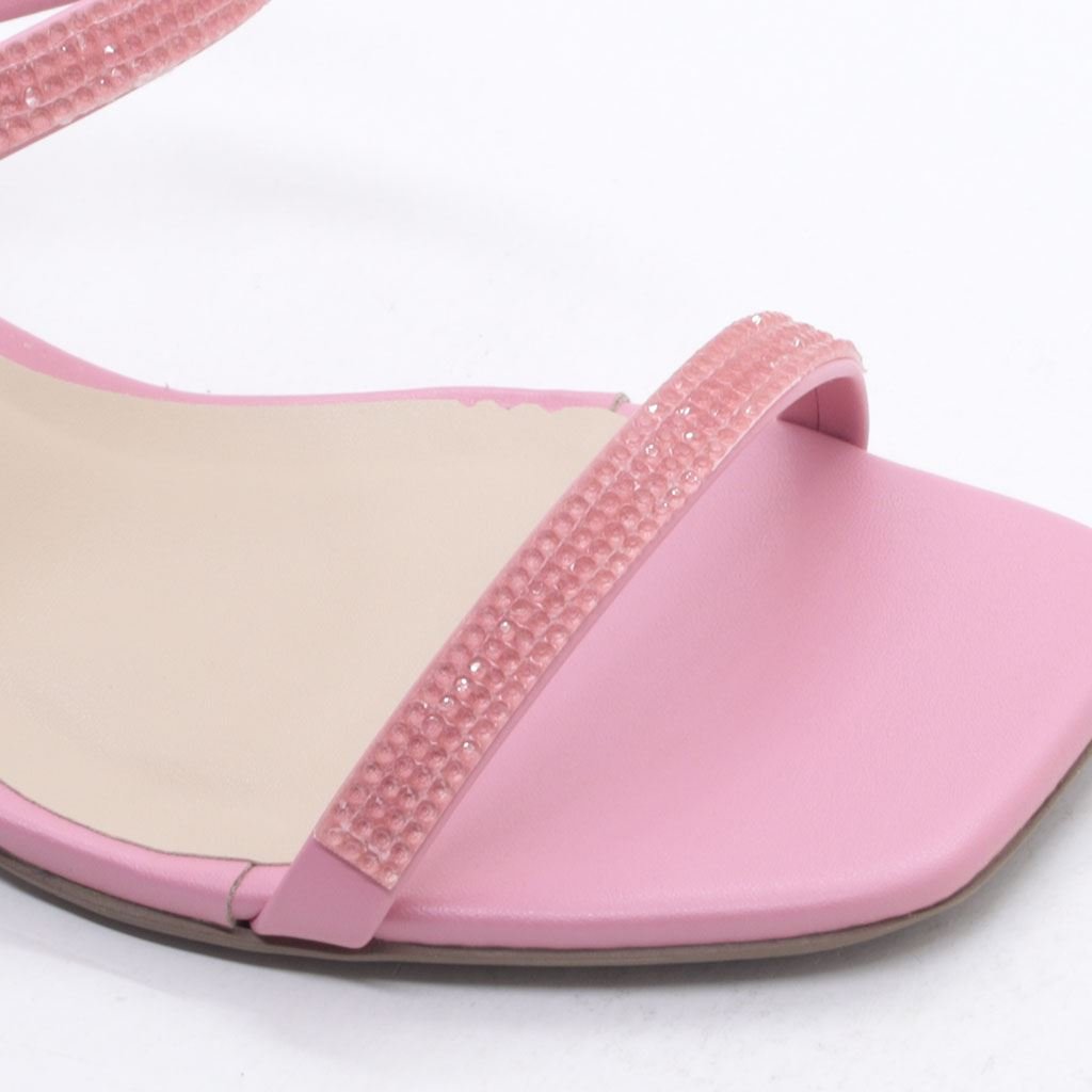 Sandália Salto Bloco Médio Rosa 5