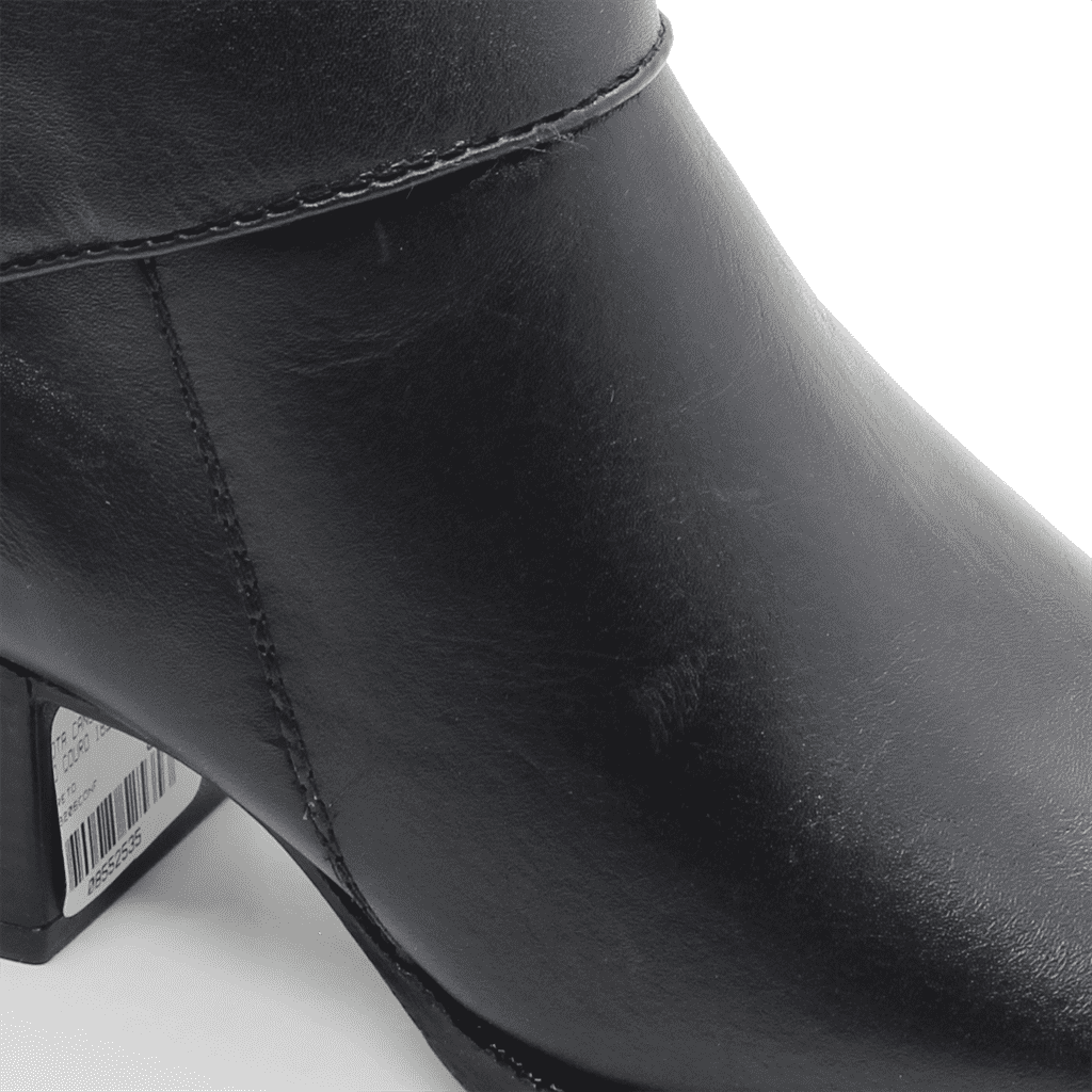 Bota Cano Baixo Salto Bloco Couro Preto 3